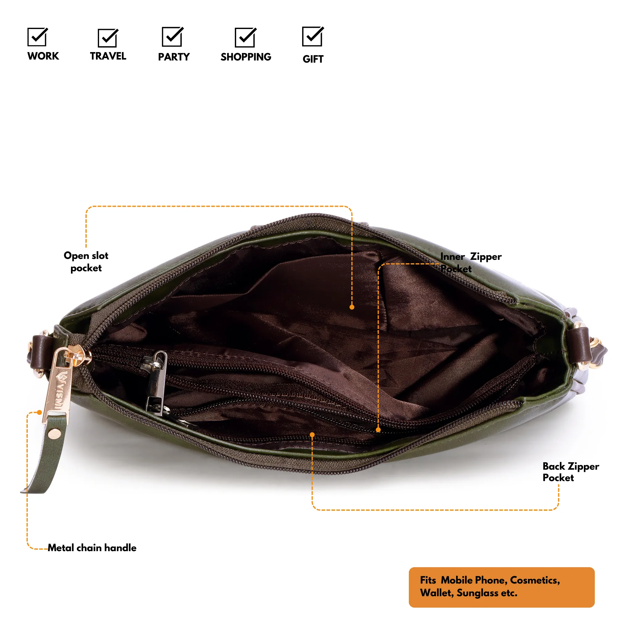 Timeless Glam Evening Bag - Olive Green