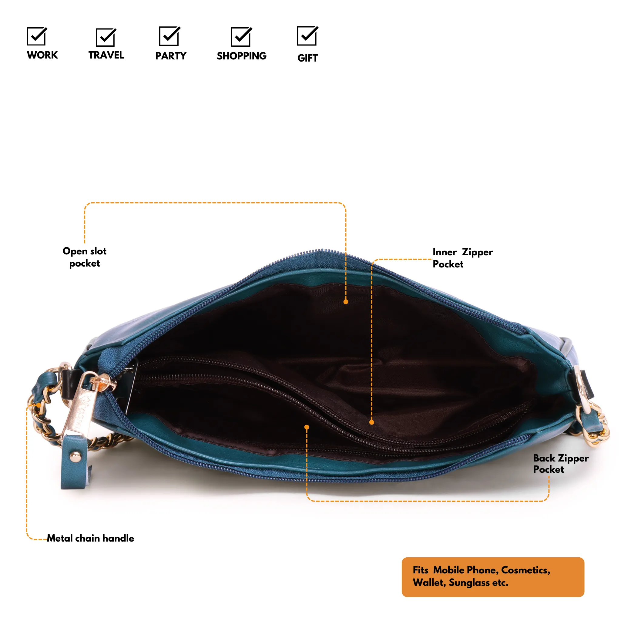 Timeless Glam Evening Bag - Teal blue