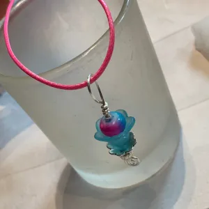 Tiny Evil Genius Pendant: blue flower