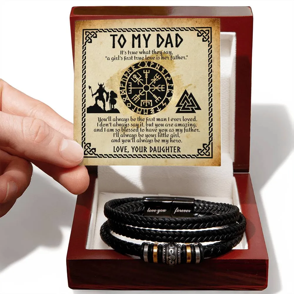 To My Dad Viking Bracelet Gift From Daughter, Men's "Love You Forever" Bracelet