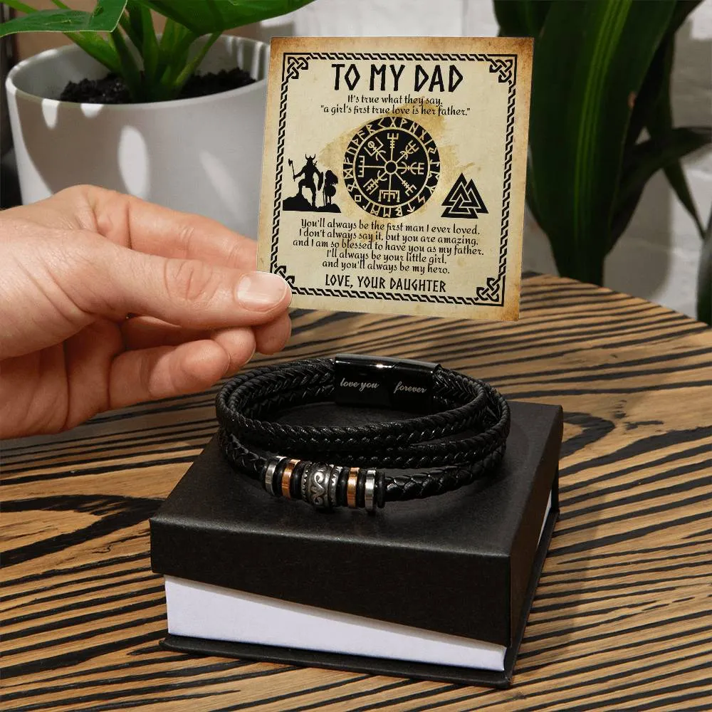 To My Dad Viking Bracelet Gift From Daughter, Men's "Love You Forever" Bracelet