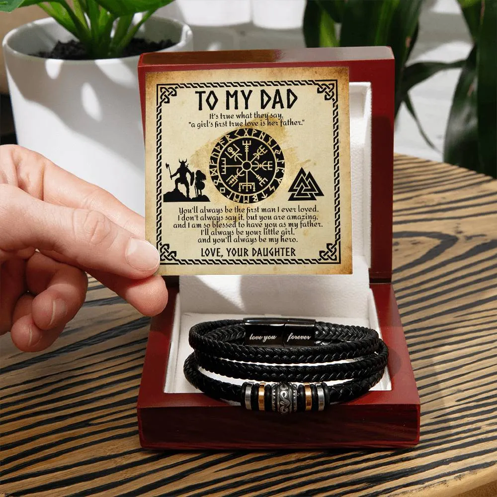 To My Dad Viking Bracelet Gift From Daughter, Men's "Love You Forever" Bracelet