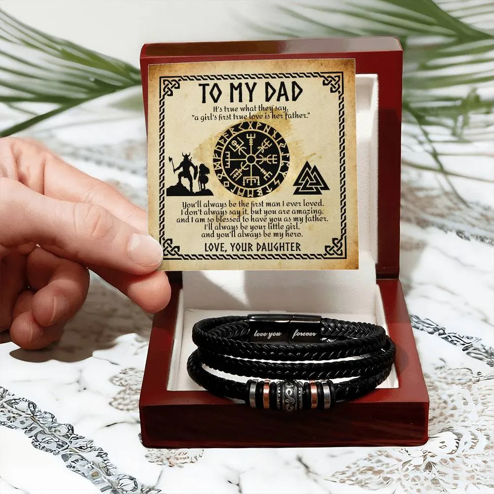 To My Dad Viking Bracelet Gift From Daughter, Men's "Love You Forever" Bracelet