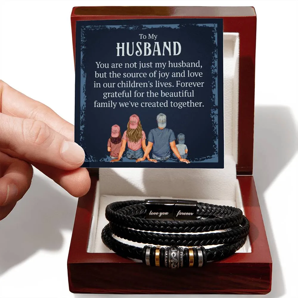 To My Husband, You are the Source of Joy and Love, Love You Forever Leather Bracelet