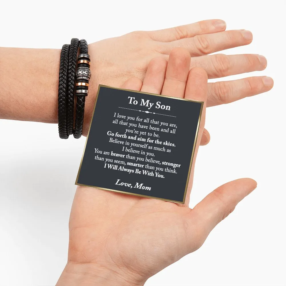 To My Son Leather Bracelet from Mom, Son Gift from Mom, Son Graduation Gift