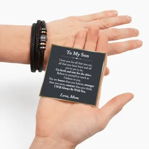 To My Son Leather Bracelet from Mom, Son Gift from Mom, Son Graduation Gift