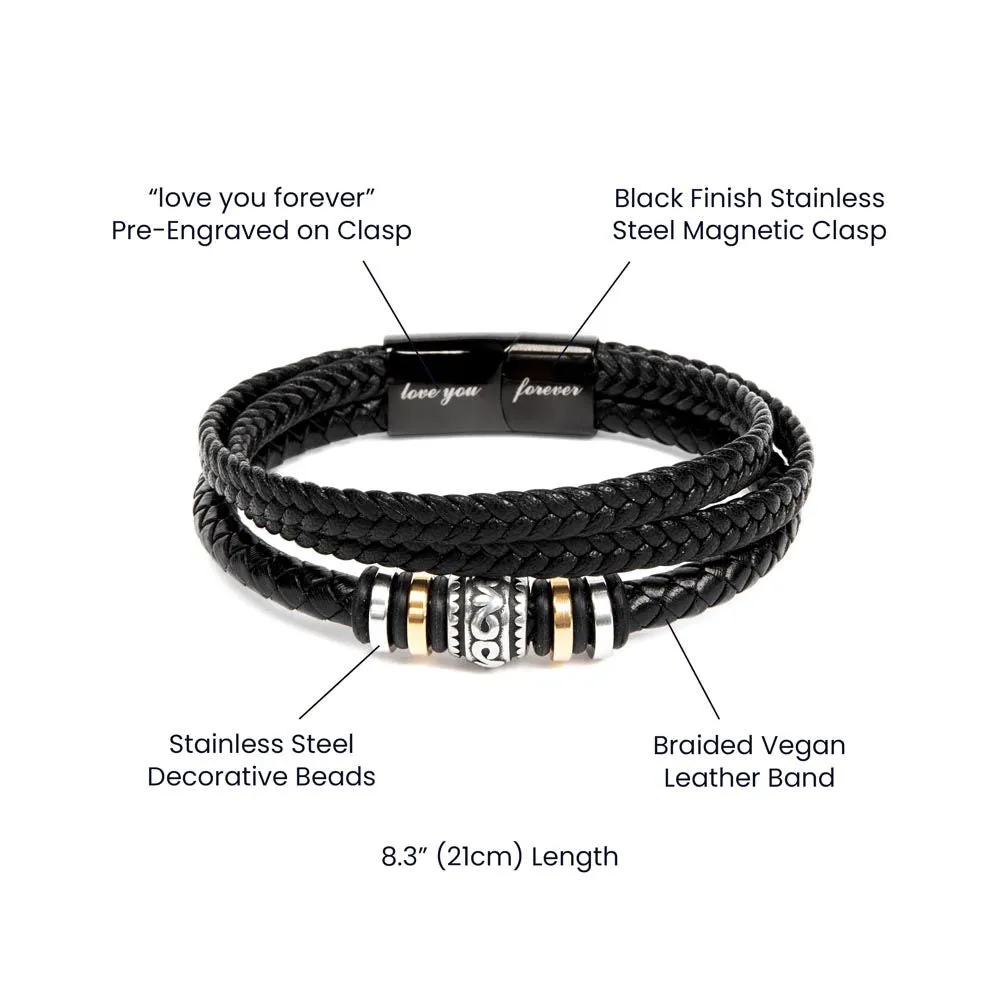 To My Son Leather Bracelet from Mom, Son Gift from Mom, Son Graduation Gift