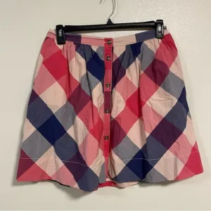 Tommy Hilfiger Plaid A Line Button Skirt Patriot Blue June Size 6 NWT