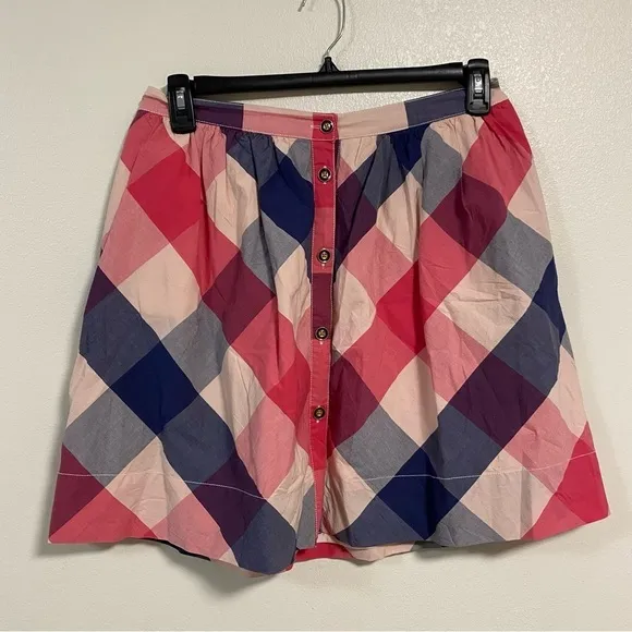 Tommy Hilfiger Plaid A Line Button Skirt Patriot Blue June Size 6 NWT