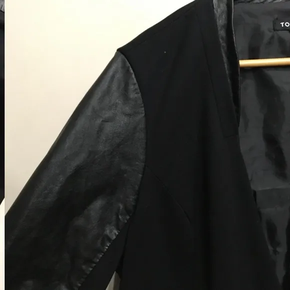Torrid Sz 3 Black Blazer Faux Leather Open Front Plus Size