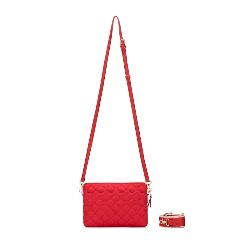 Tribeca Quilted Crossbody Bag - Red