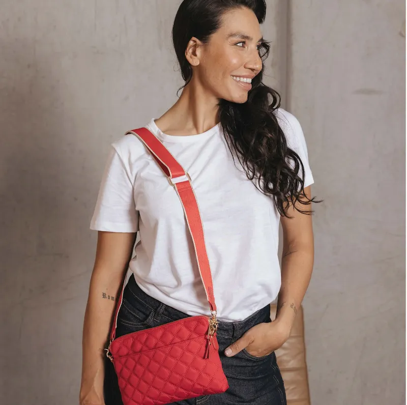 Tribeca Quilted Crossbody Bag - Red