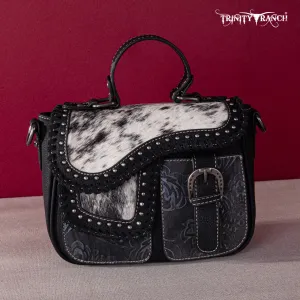 Trinity Ranch Hair-On Cowhide Saddle Shape Collection Crossbody/Satchel - Black