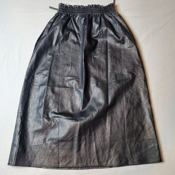 Tuckernuck Women's Size S Faux Leather Skirt Elastic Waist Black