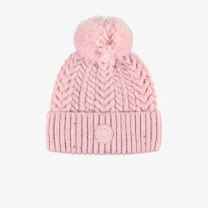 Tuque en tricot rose avec pompon, bébé || Pink knitted toque with a pompom, baby