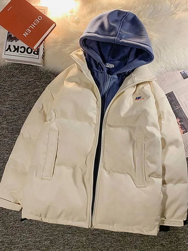 Two-piece PU leather quilted jacket with hood