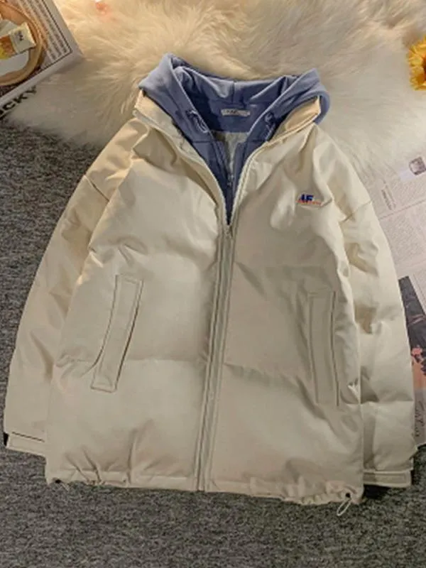 Two-piece PU leather quilted jacket with hood