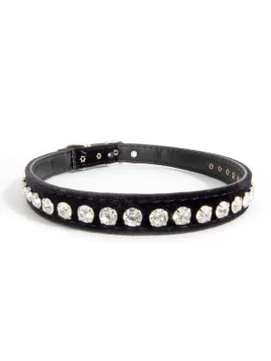 Velvet and Leather Rhinestone Collar