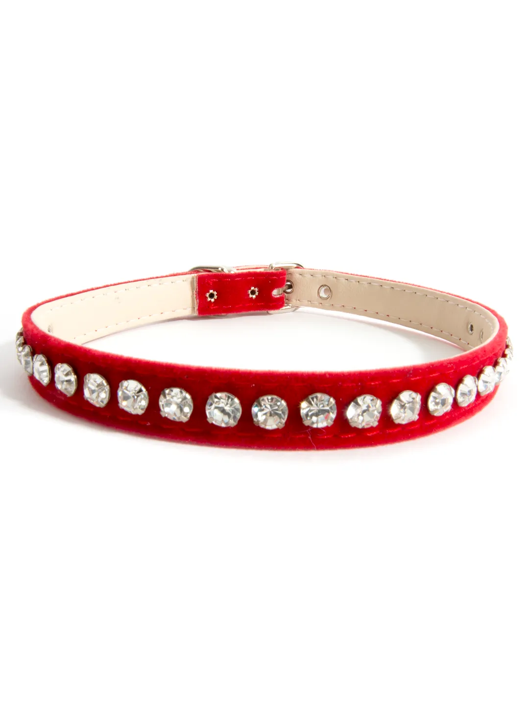 Velvet and Leather Rhinestone Collar
