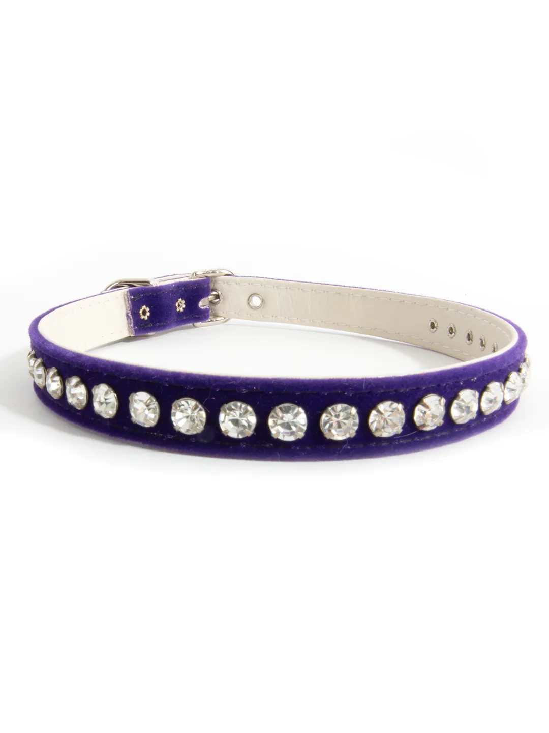 Velvet and Leather Rhinestone Collar