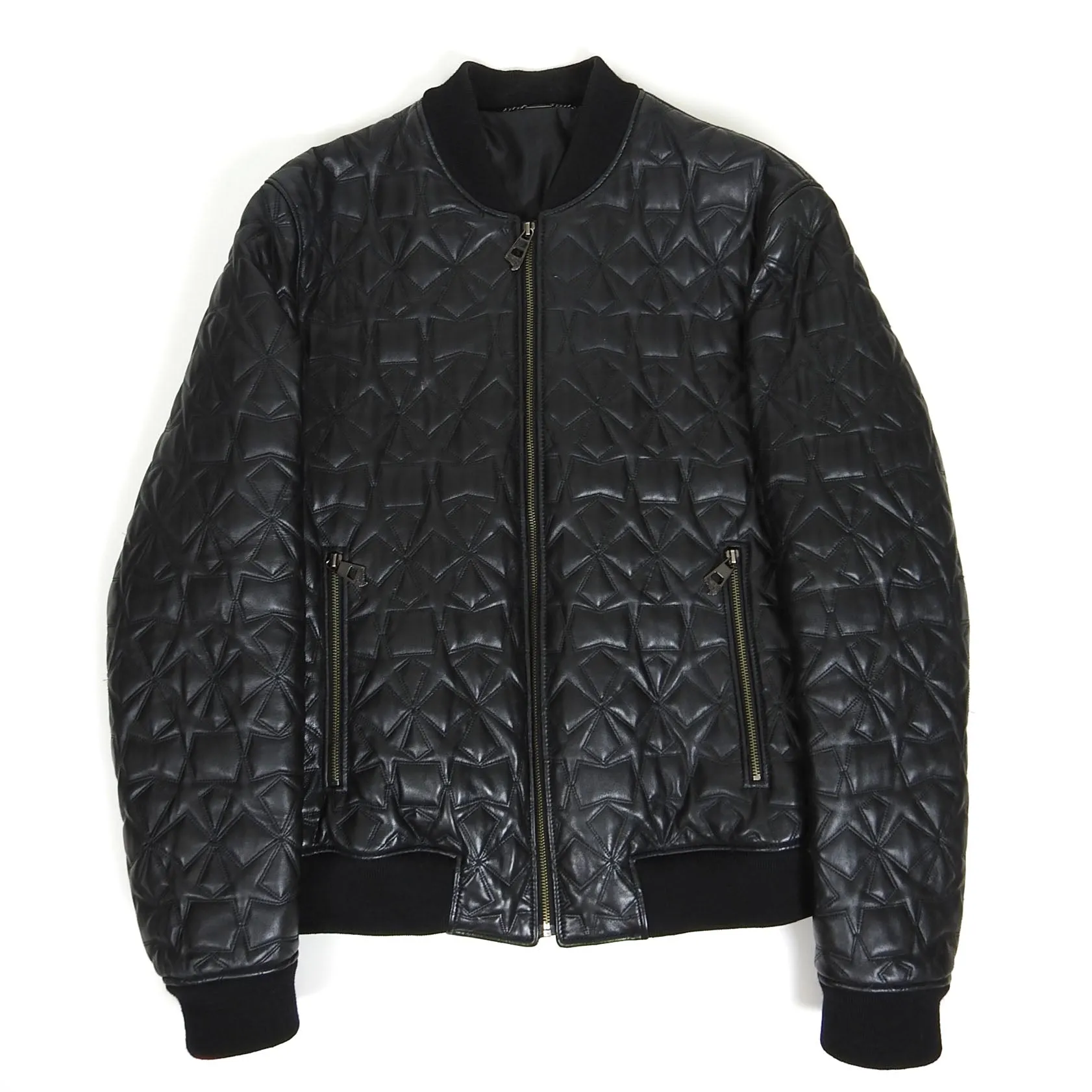 Versace Collection Quilted Leather Jacket Size 54