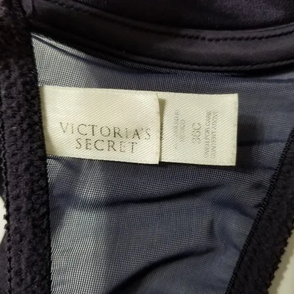 Victoria's Secret bra 36C front closure solid cups semi sheer wings 90's VINTAGE