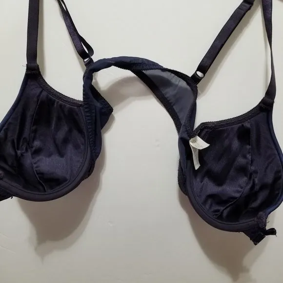 Victoria's Secret bra 36C front closure solid cups semi sheer wings 90's VINTAGE