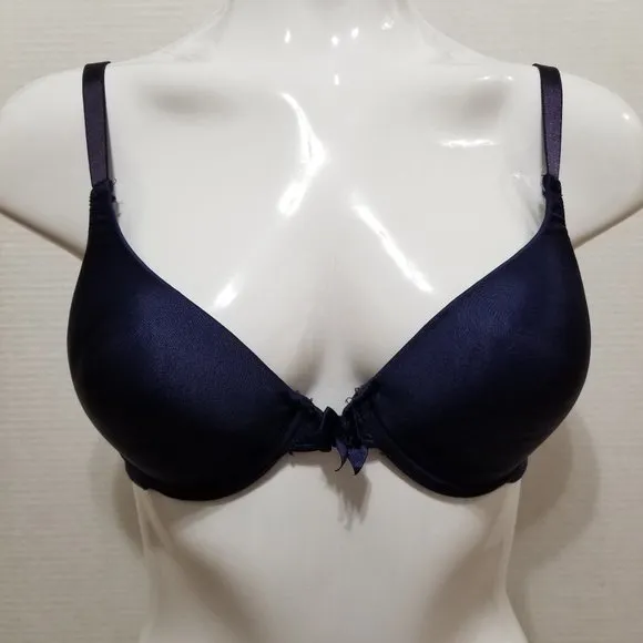 Victoria's Secret bra 36C front closure solid cups semi sheer wings 90's VINTAGE
