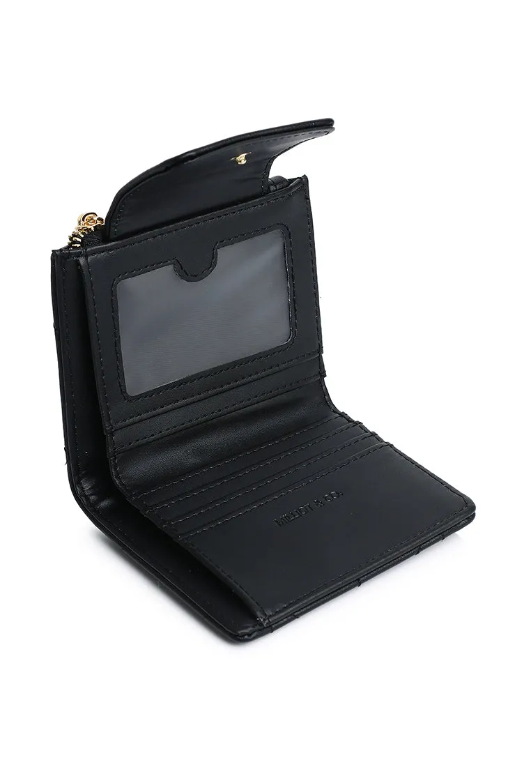 Viean Quilted Top Zip Mini Wallet (Black)