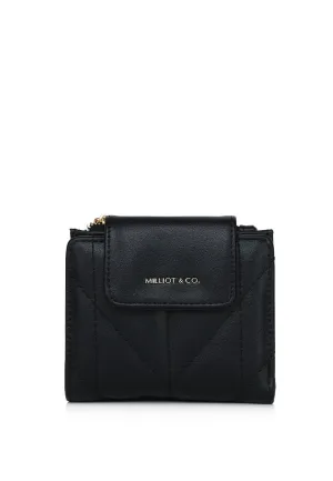 Viean Quilted Top Zip Mini Wallet (Black)