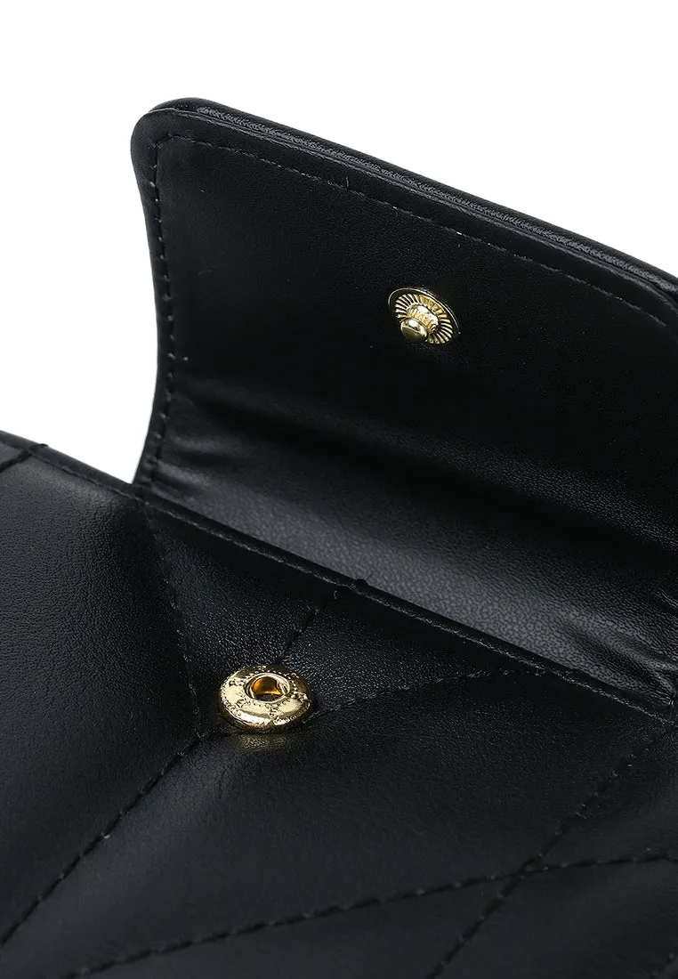 Viean Quilted Top Zip Mini Wallet (Black)