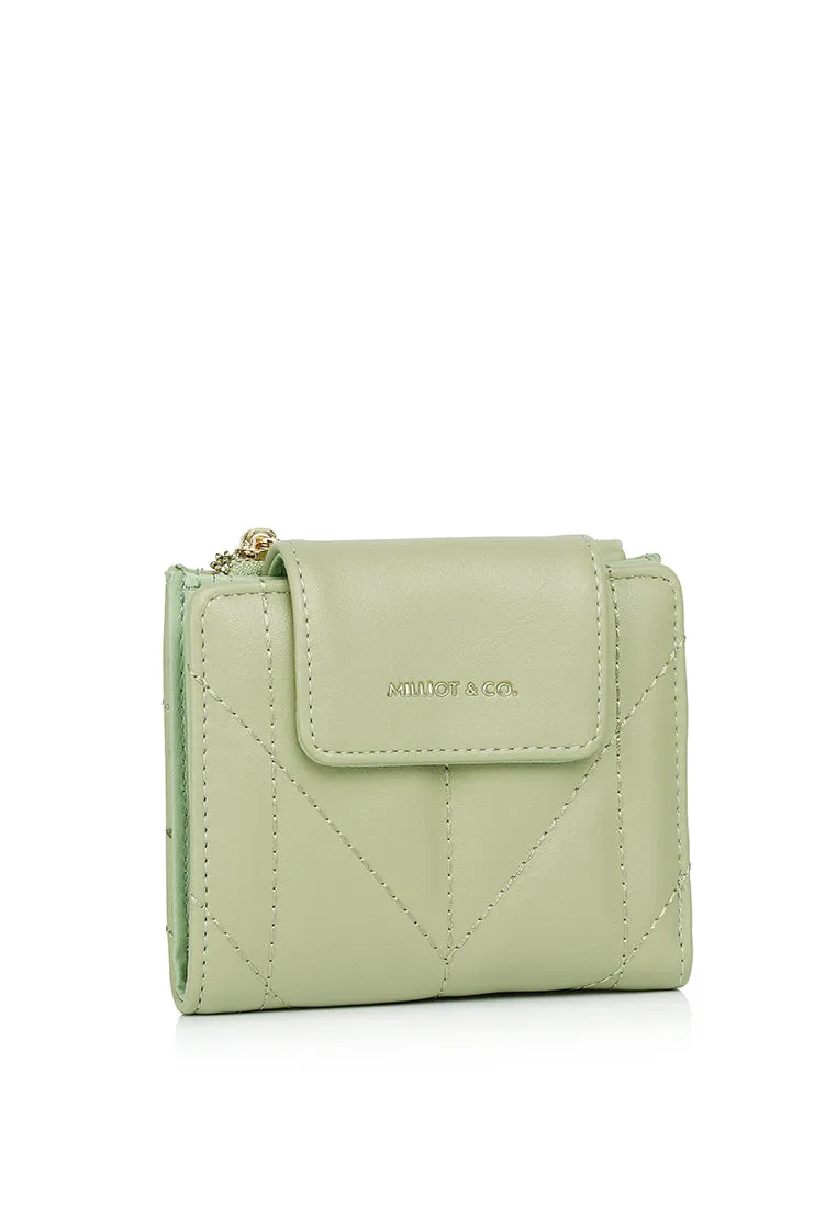 Viean Quilted Top Zip Mini Wallet (Light Green)