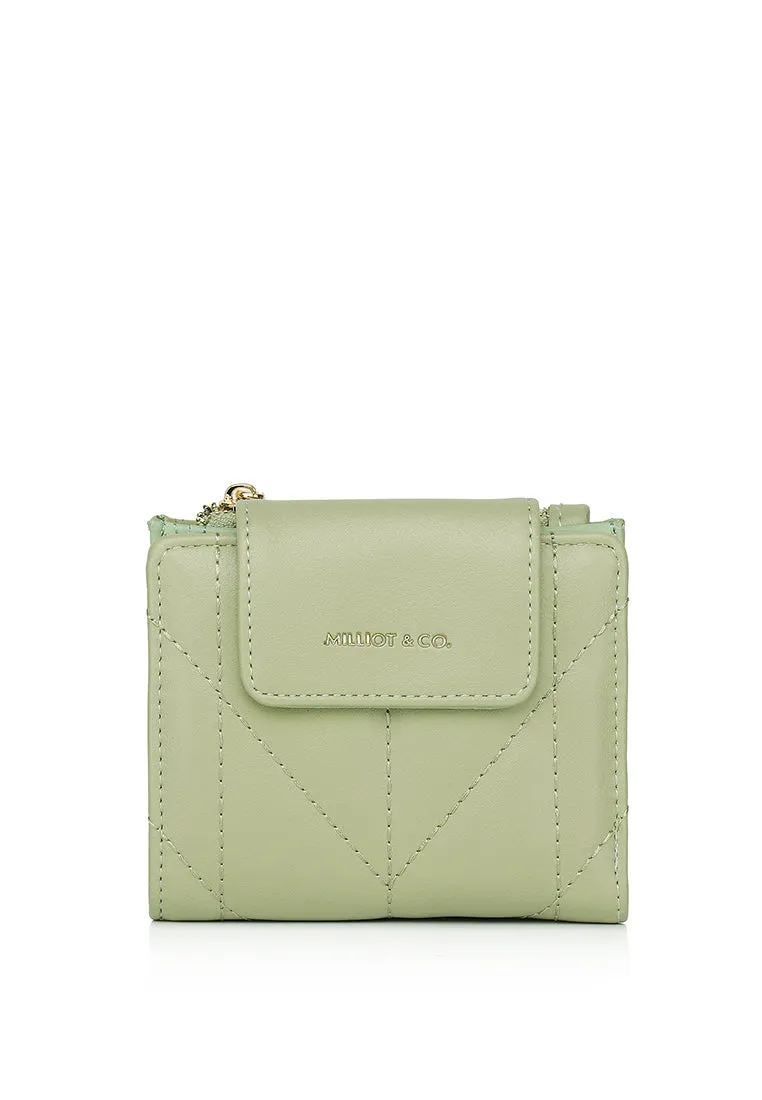 Viean Quilted Top Zip Mini Wallet (Light Green)