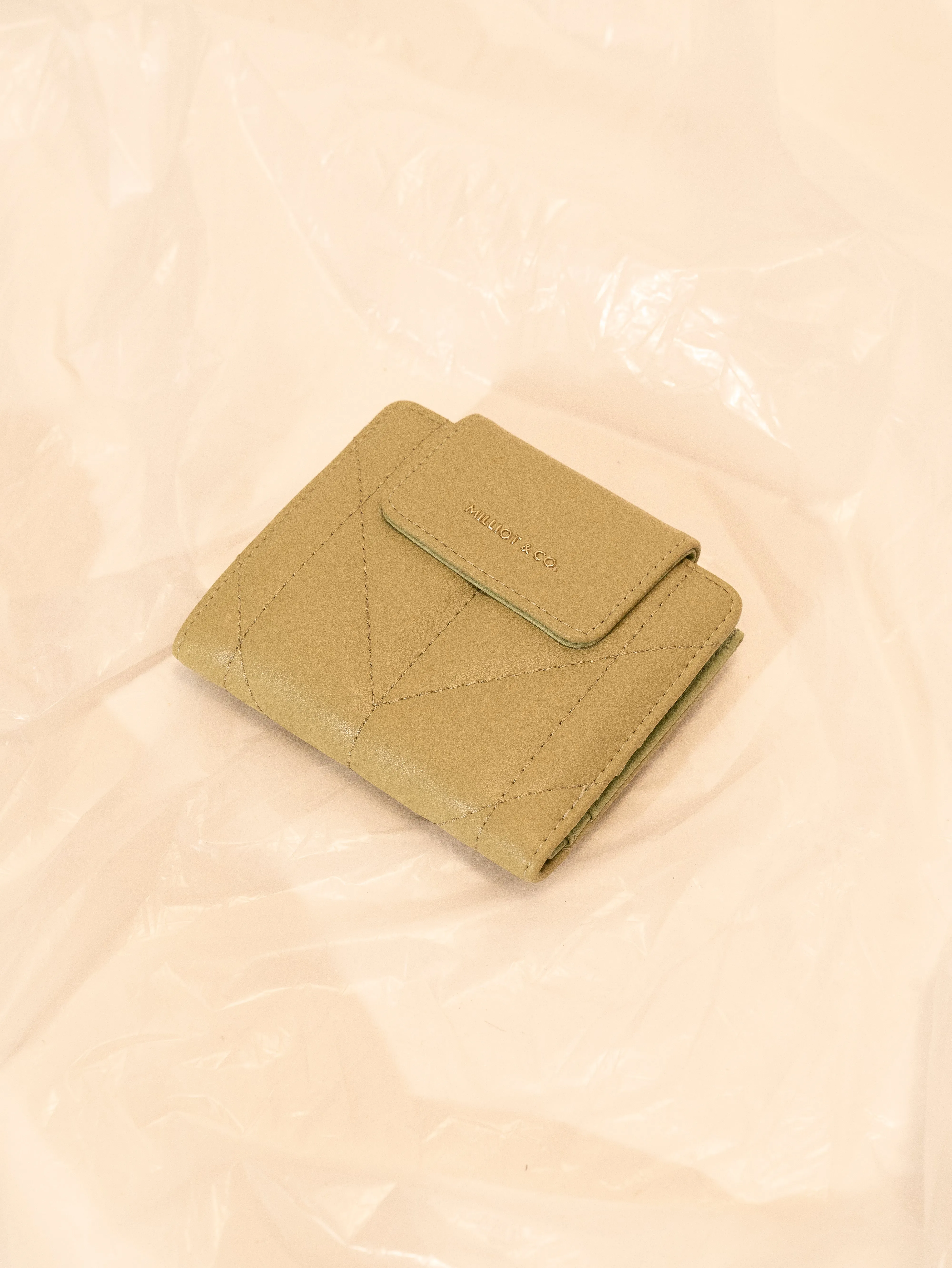 Viean Quilted Top Zip Mini Wallet (Light Green)