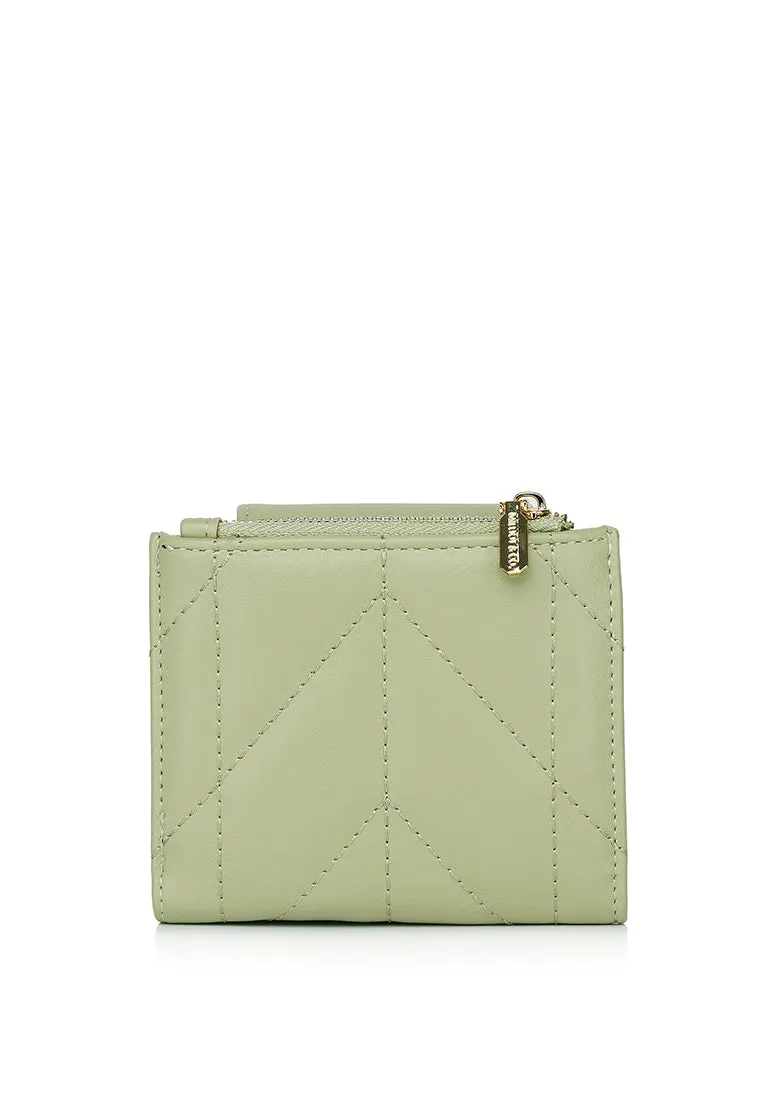 Viean Quilted Top Zip Mini Wallet (Light Green)