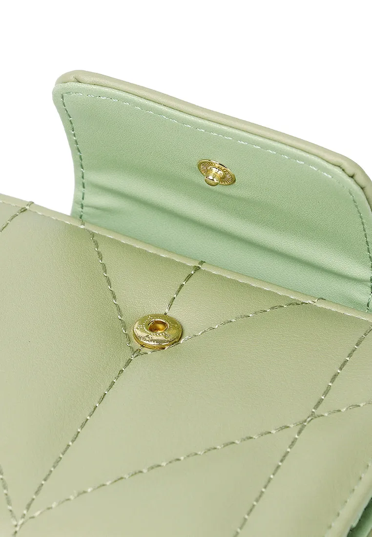 Viean Quilted Top Zip Mini Wallet (Light Green)