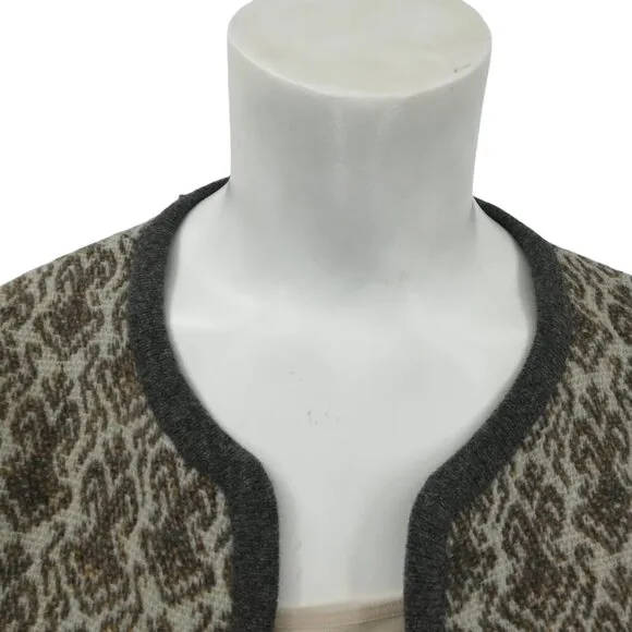Vintage Glanamere Wool Open Front Cardigan Sweater Size L Gray Geometric