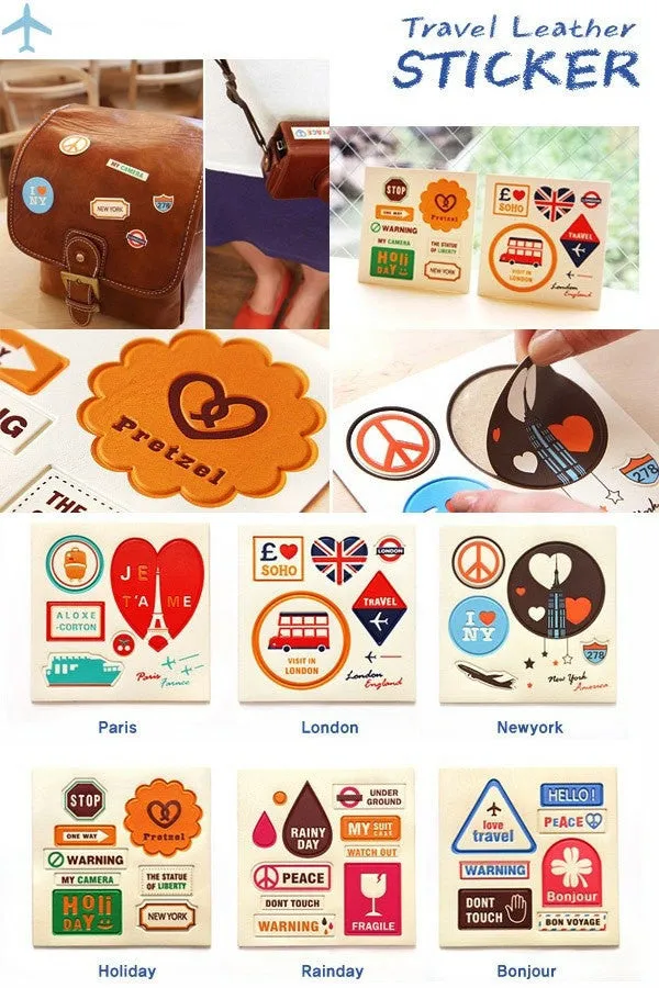 Vintage Style World Travel PU Leather Suitcase Sticker