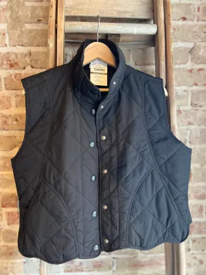 Wave Hem Quilted Vest- Black