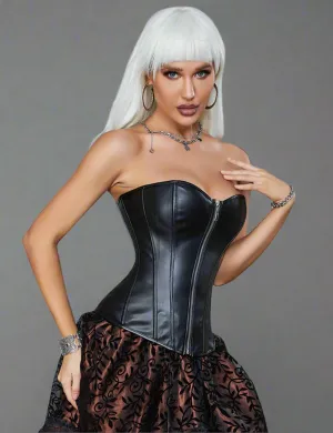 Wet Look Faux Leather Corset by Scandals