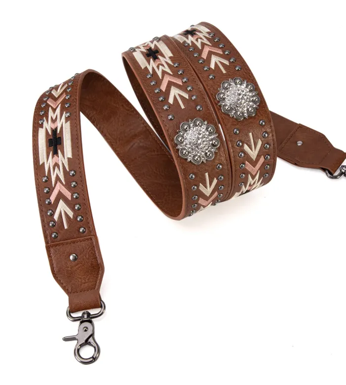 WG2207-3003 Wrangler Aztec Printed Crossbody Purse With Wallet Compartment - Coffee