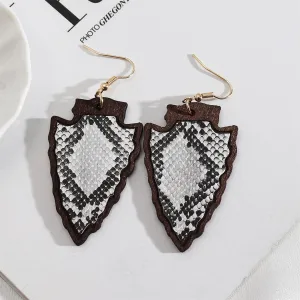 White Polystyrene & Wood 18K Gold-Plated Snake-Embossed Drop Earrings