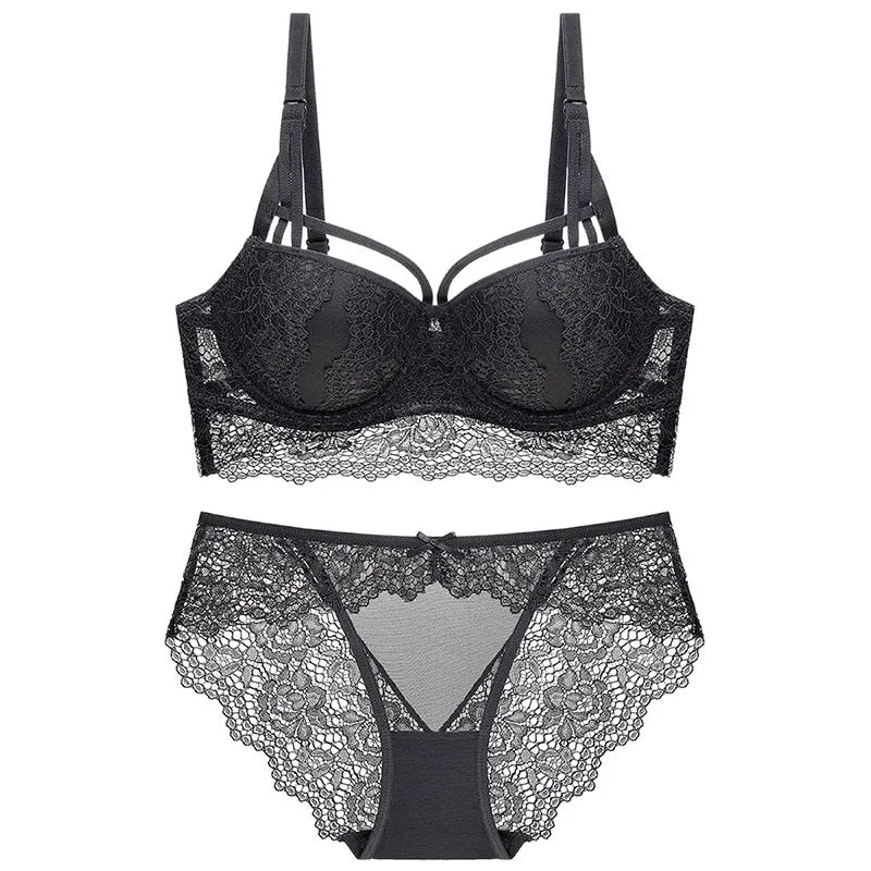 Women sexy bra and transparent  bralette brief sets