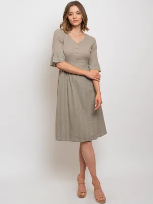 WOMEN'S 3/4 SLEEVE MIDI LACE DETAIL DRESS