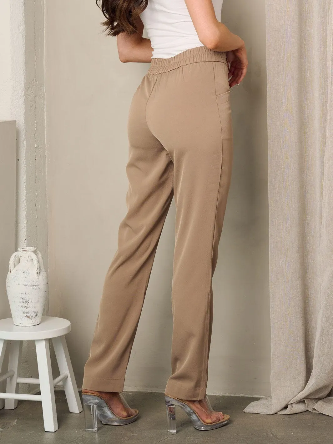 WOMEN'S BUTTON CLOSURE POCKETS PANTS