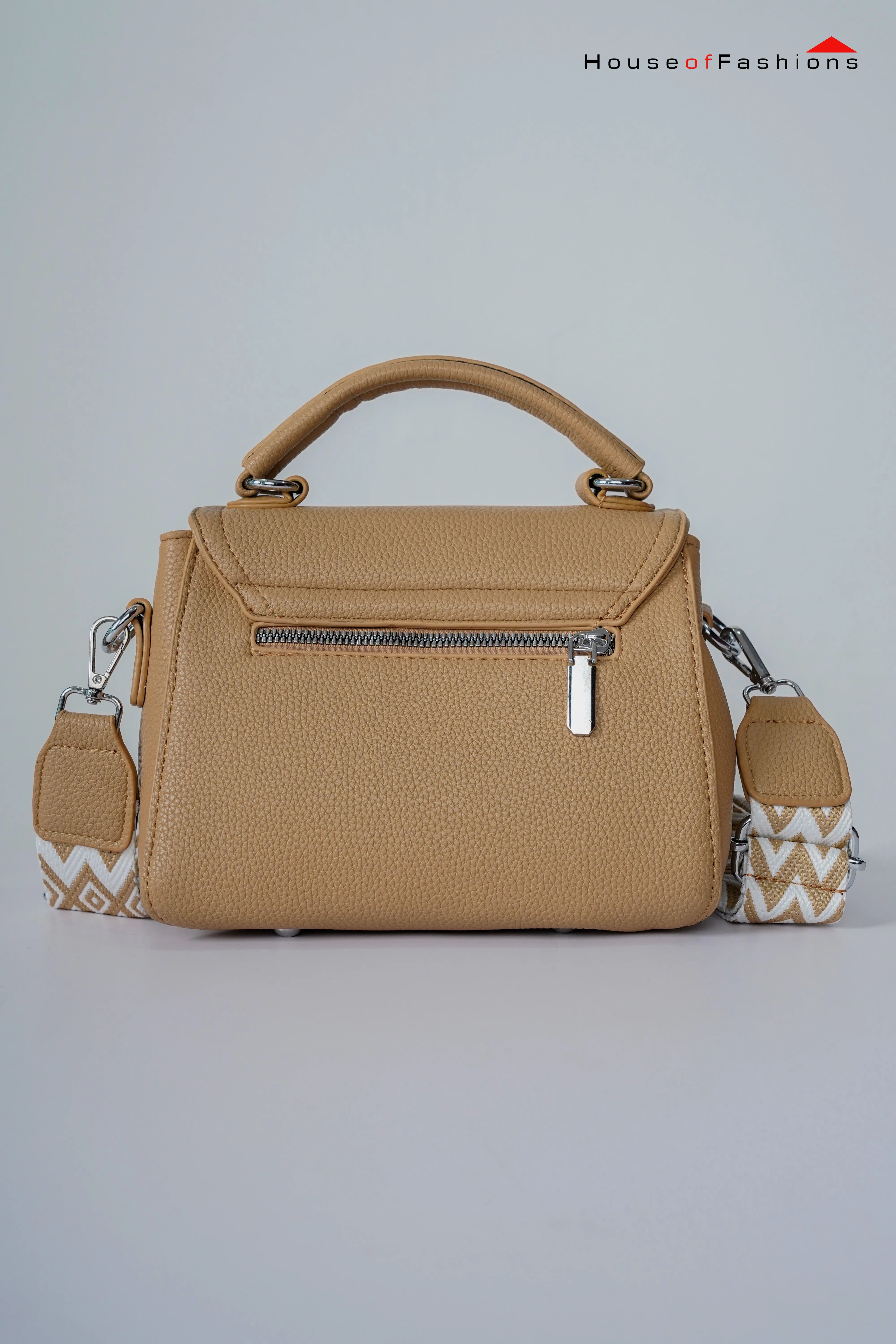Women’s Elegant Crossbody Bag – Vegan Leather with Top Handle & Ribbon Scarf