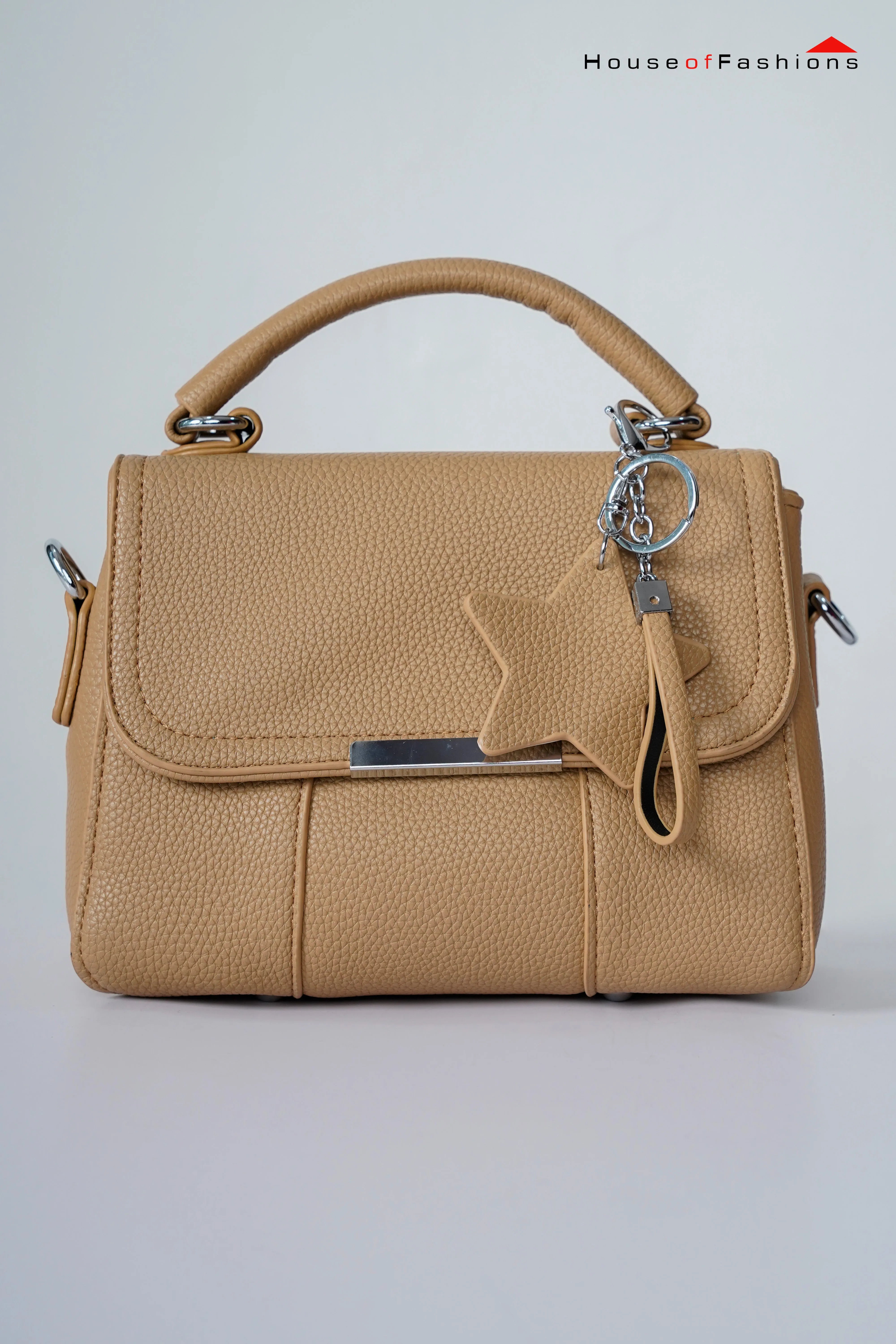 Women’s Elegant Crossbody Bag – Vegan Leather with Top Handle & Ribbon Scarf