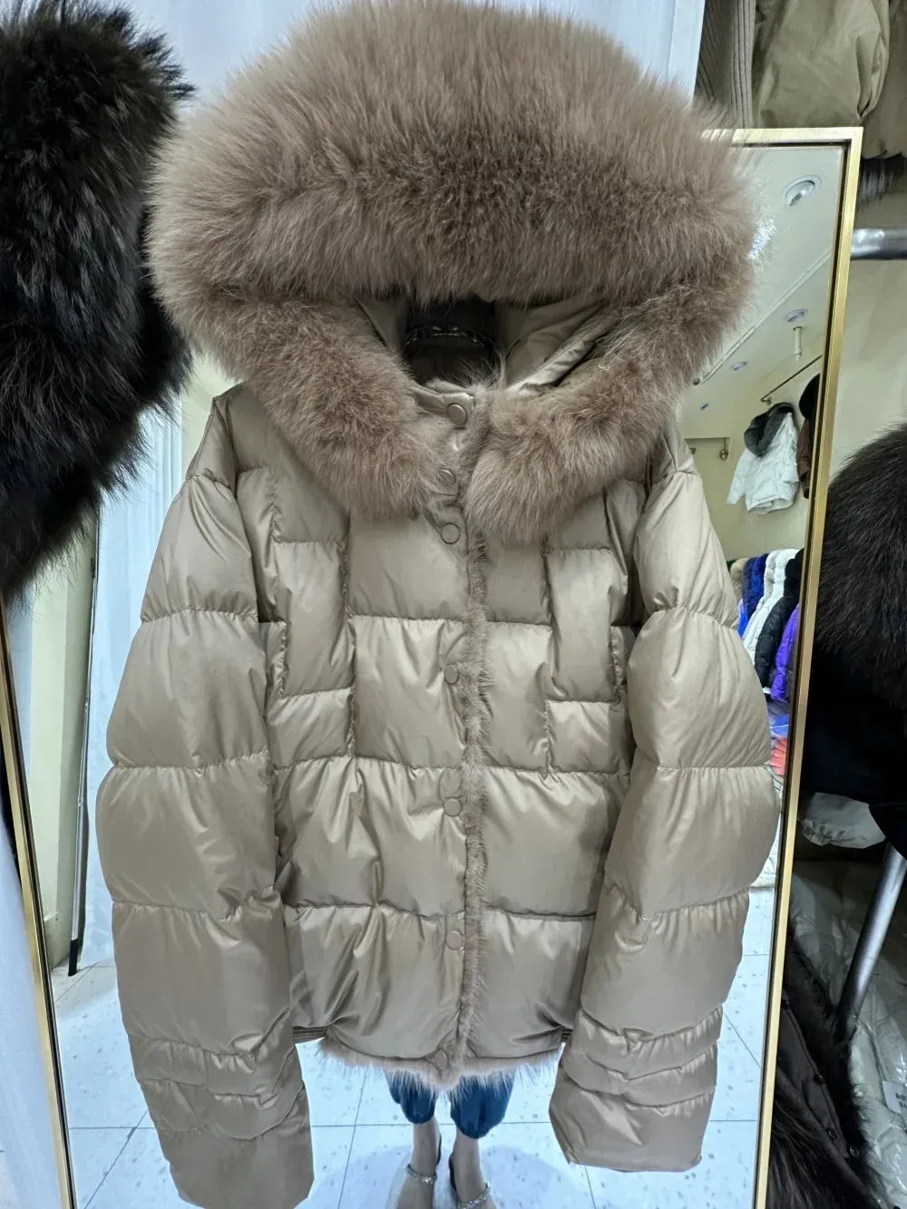 Women’s Fox Fur Duck Down Hooded Jacket