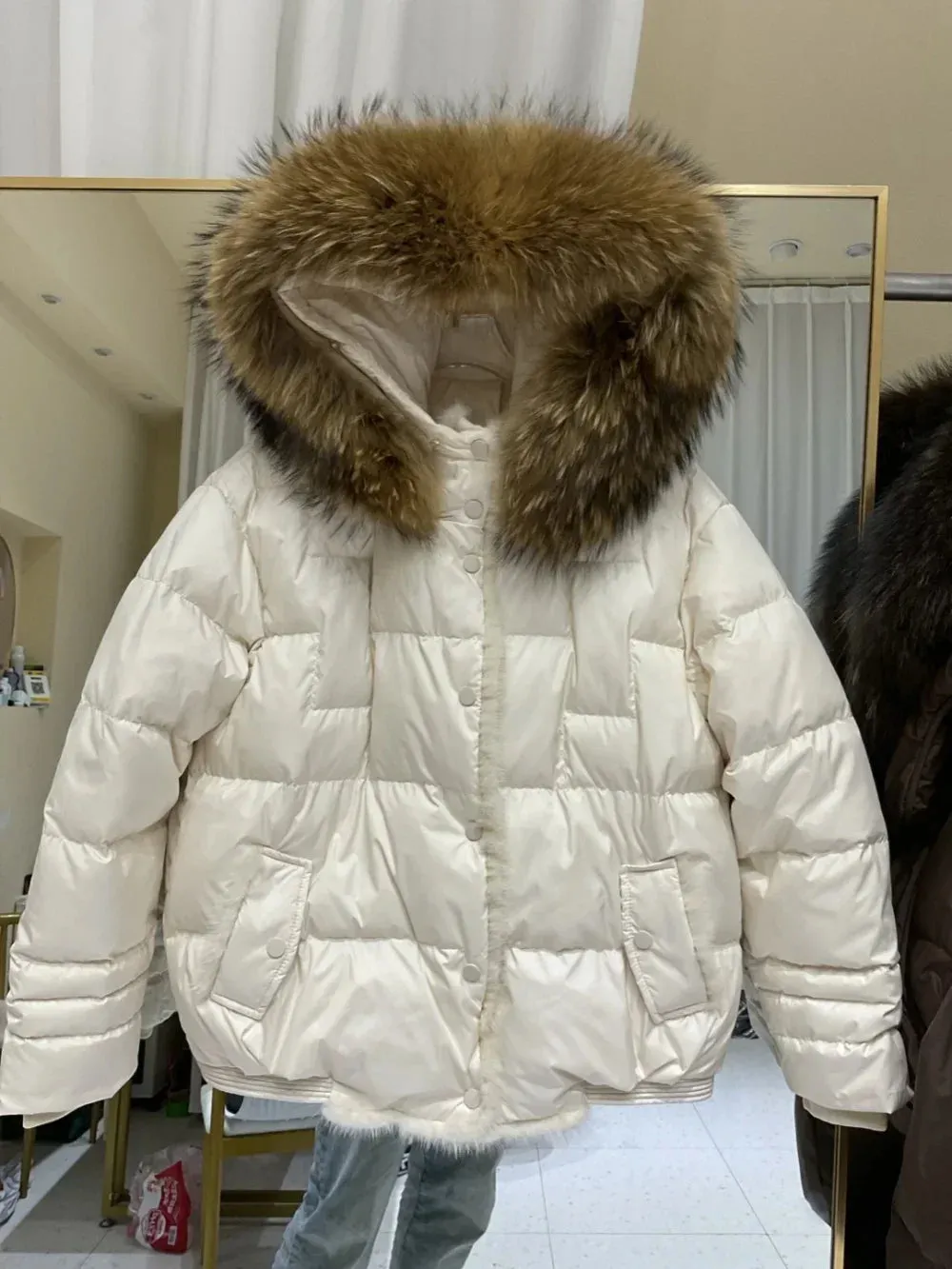 Women’s Fox Fur Duck Down Hooded Jacket
