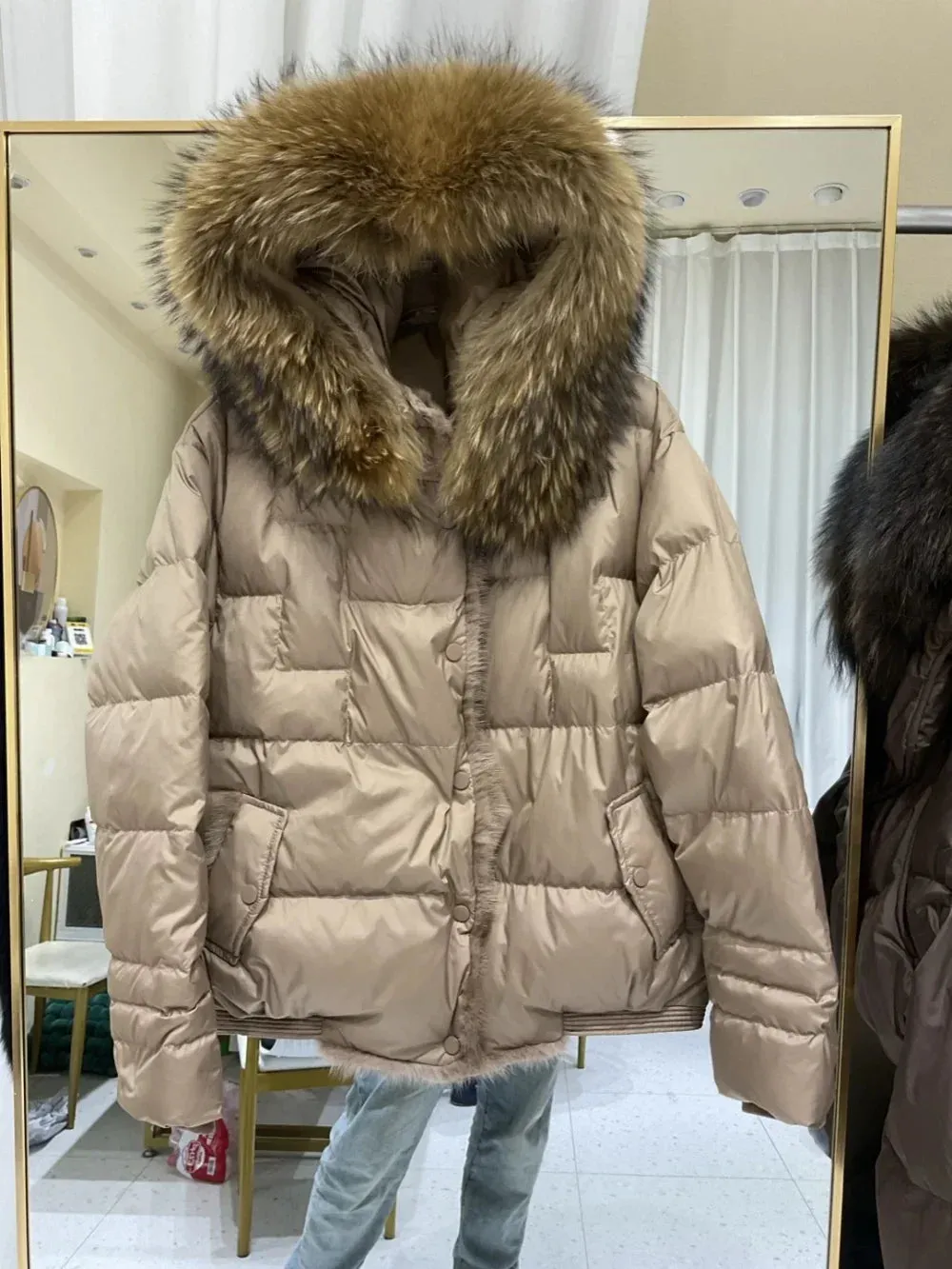 Women’s Fox Fur Duck Down Hooded Jacket